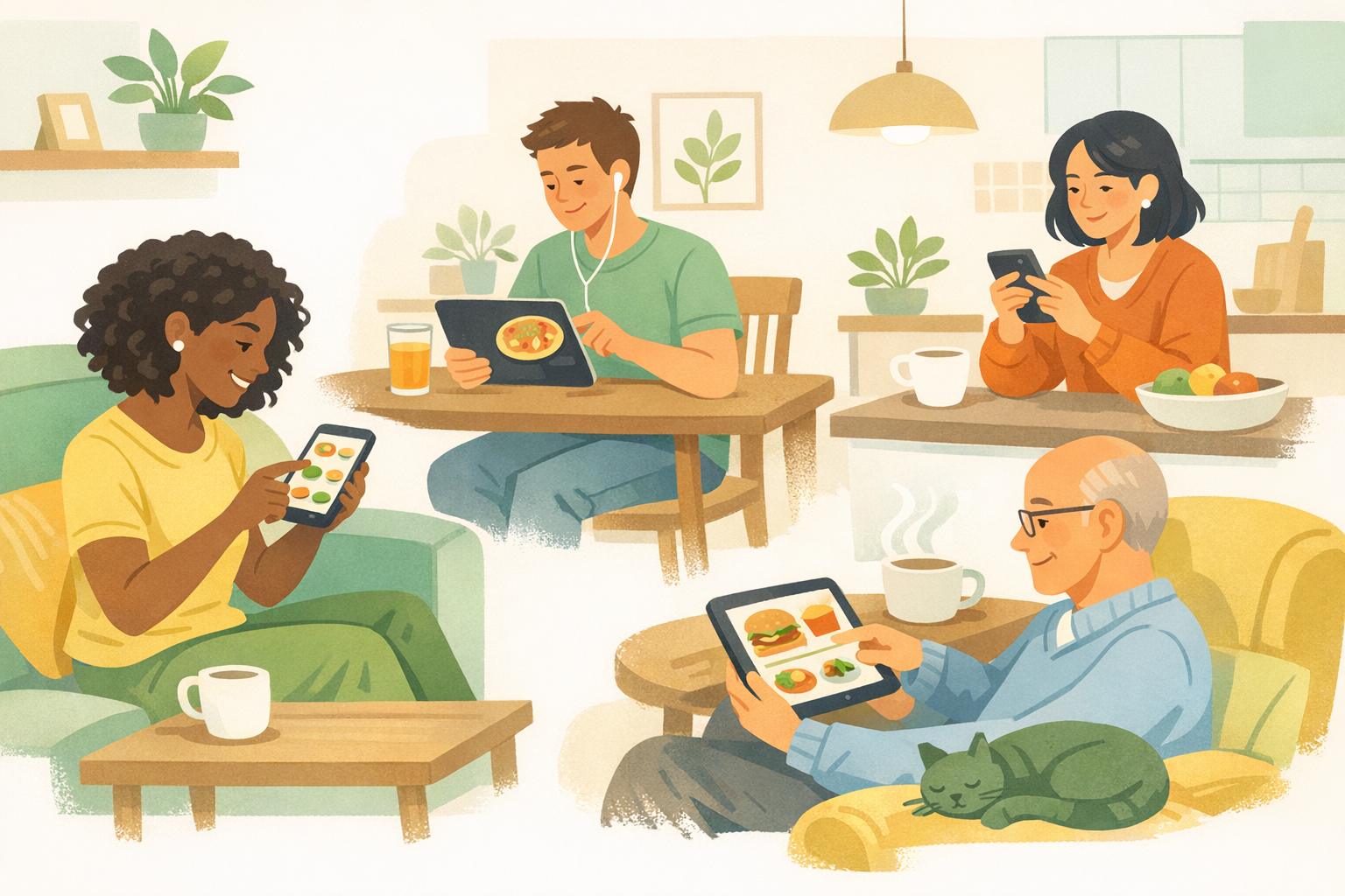 People ordering meals online